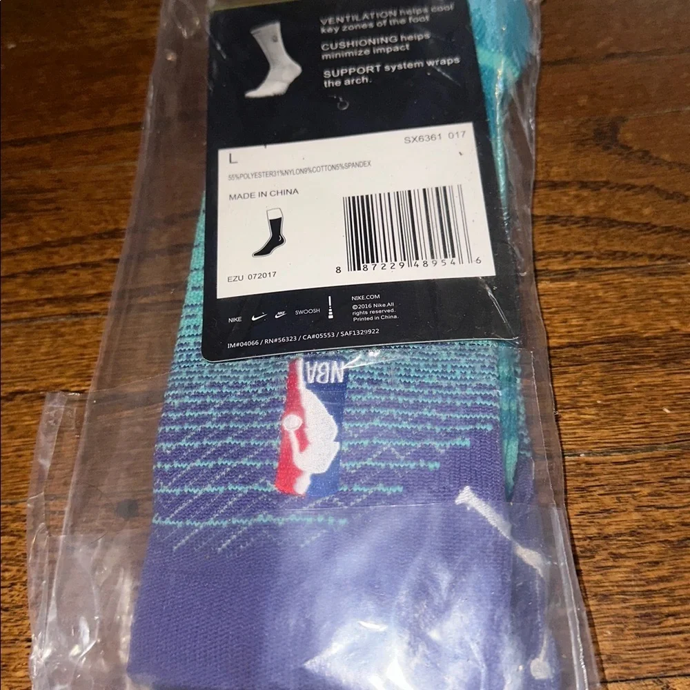 Nike Elite Crew NBA Basketball Sock Purple Turquoise - NEW - MENS LARGE